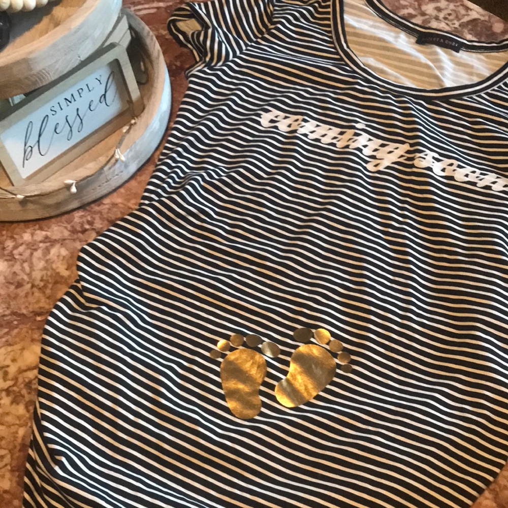 🥰Maternity Shirt Coming Soon 👶 So Adorable🍼 Black and White Stripe❤️